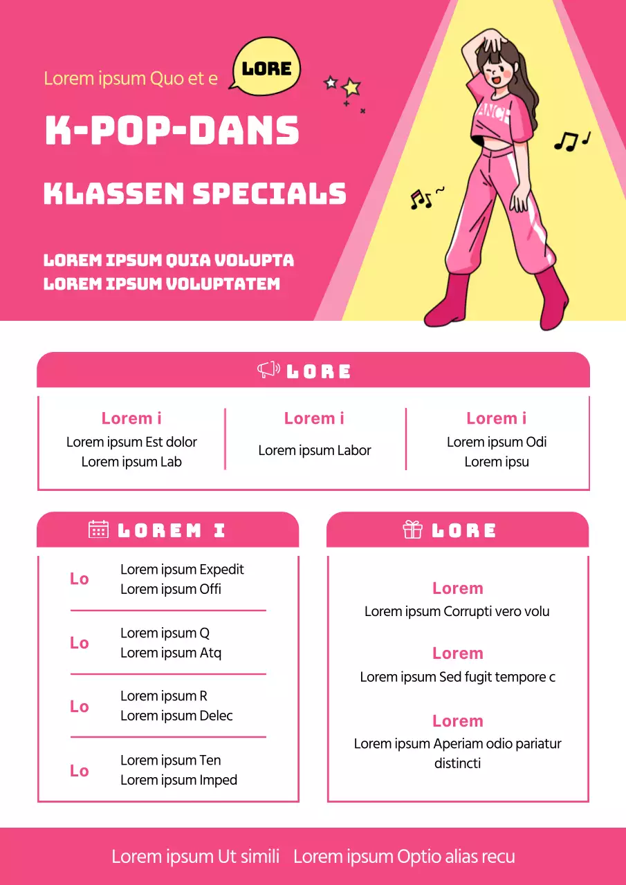 Schattige K-pop danslessen in roze en felgeel