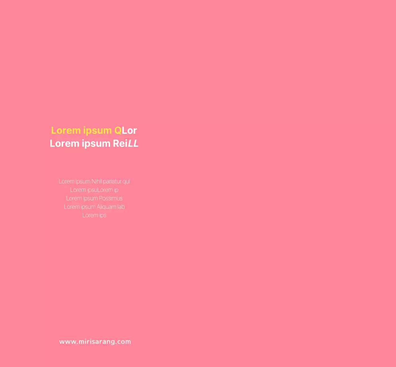 Texto e imágenes sencillas en rosa coral para promocionar Mirisarang Insurance.