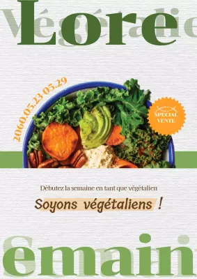 Promouvoir la vente de salades fraîches végétaliennes avec du papier et de la verdure