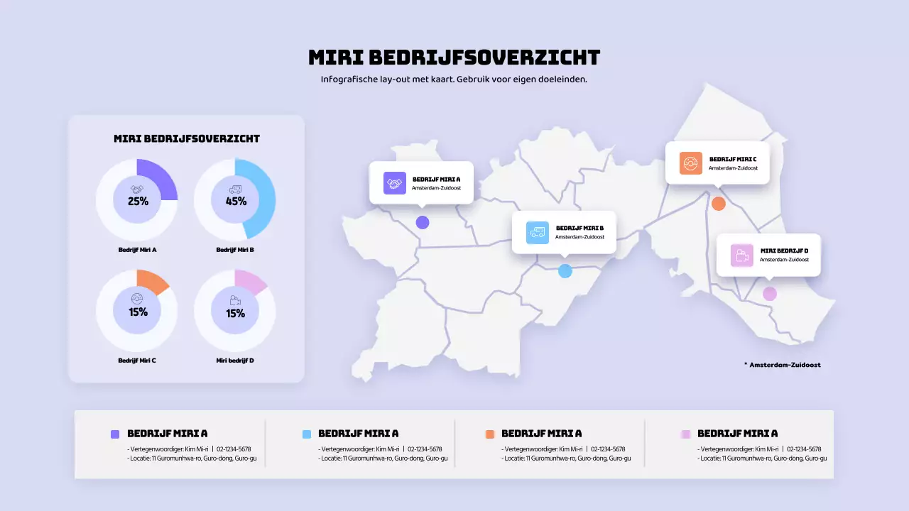 Heldere kaart in paars en wit
