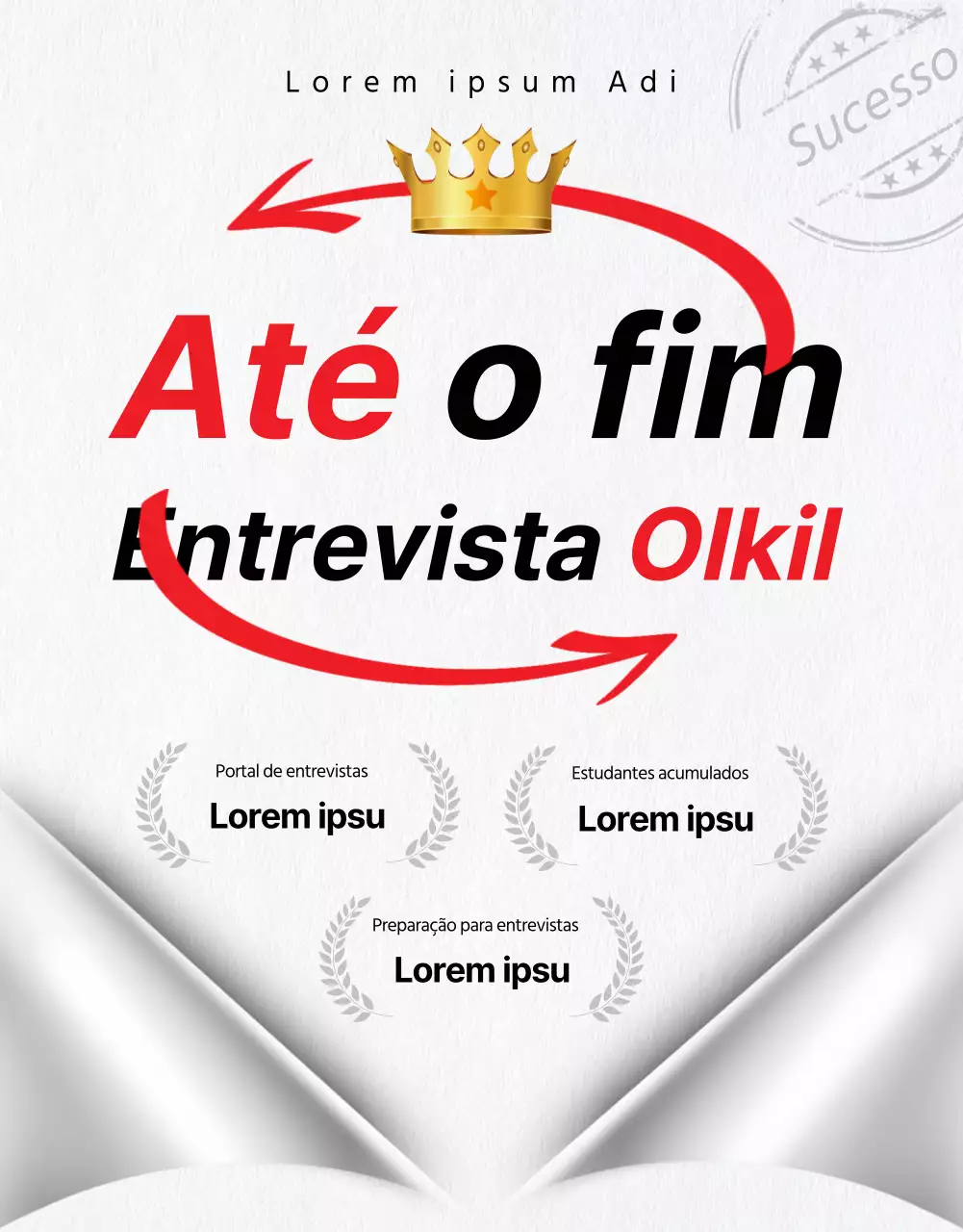 Descrição simples de um curso de entrevista em linha a vermelho e preto