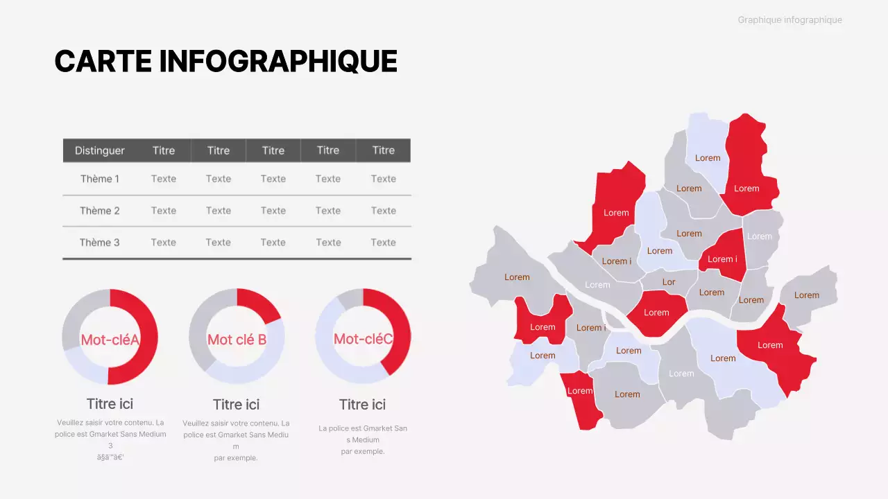 Carte des quartiers de Séoul en rouge et gris