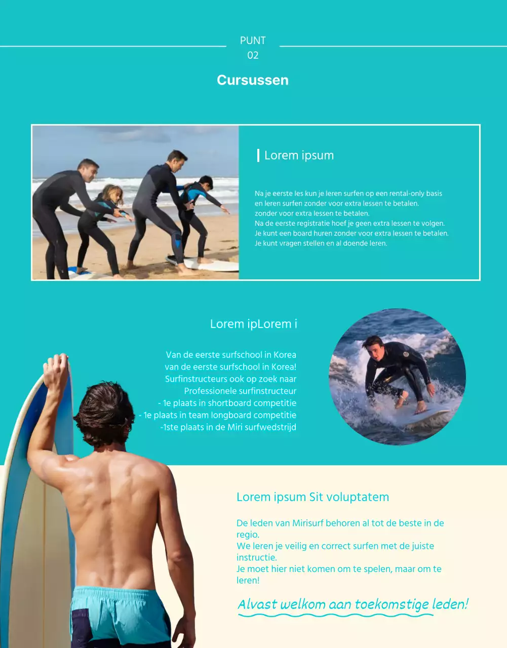 Mintkleurige, verfrissende surfpagina