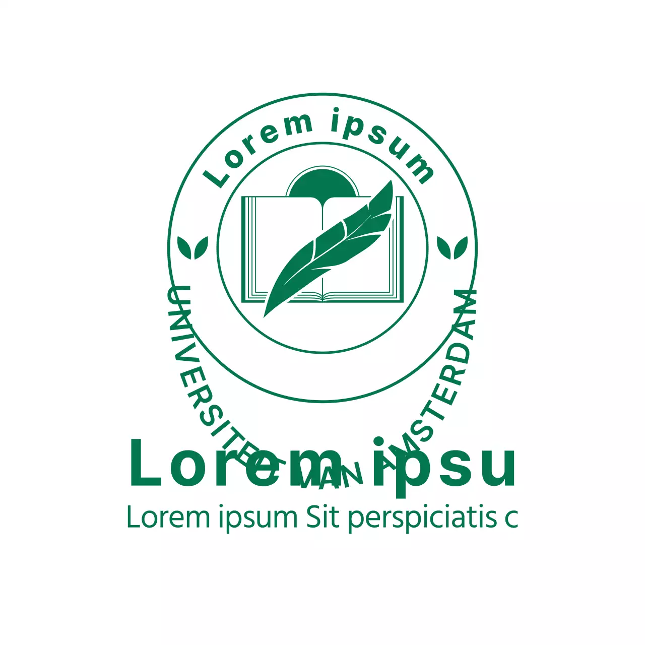 Universitair embleem in groen