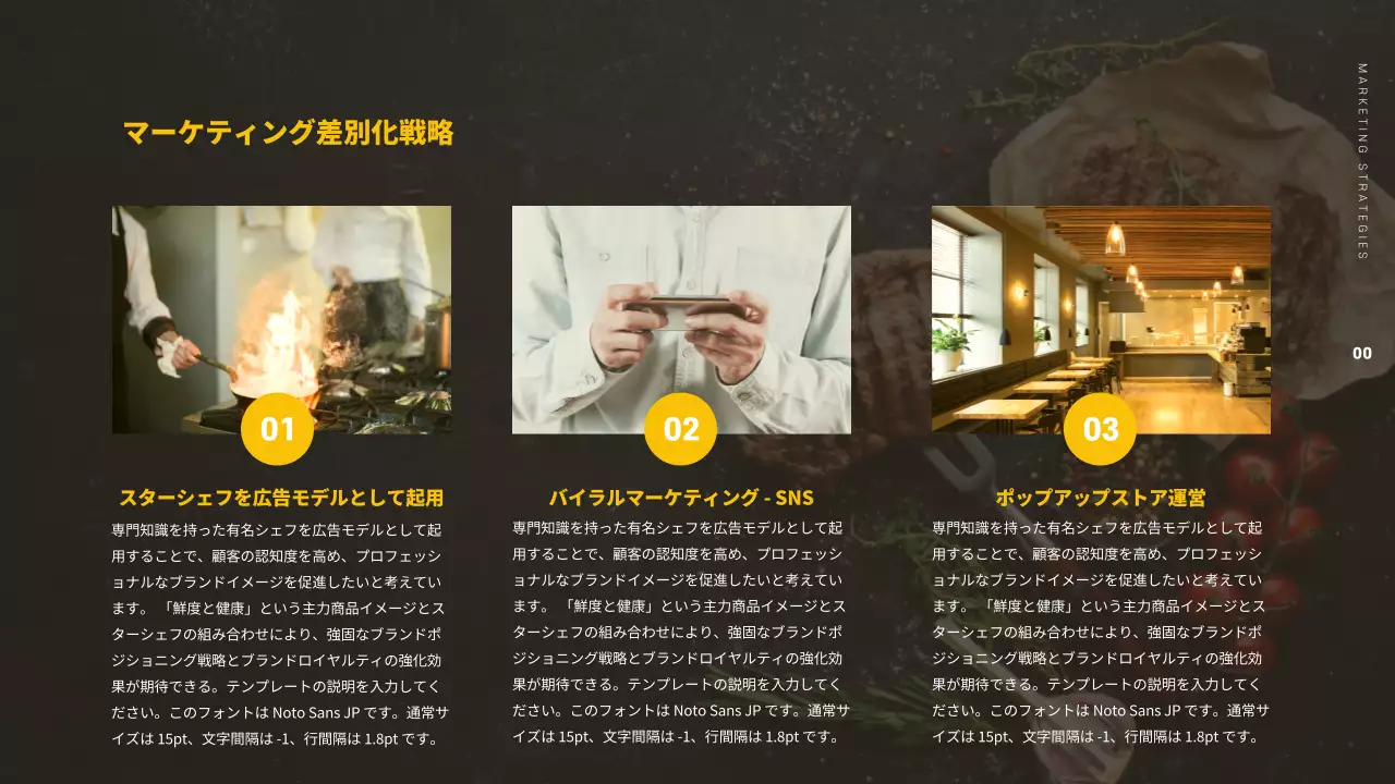 黄色 モダン マーケティング 企画書 プレゼンテーション