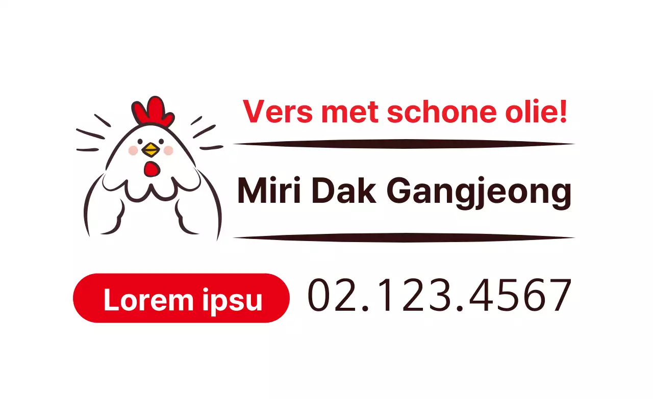 Witte illustratie ter promotie van een schattig restaurant Chicken Gangjeong