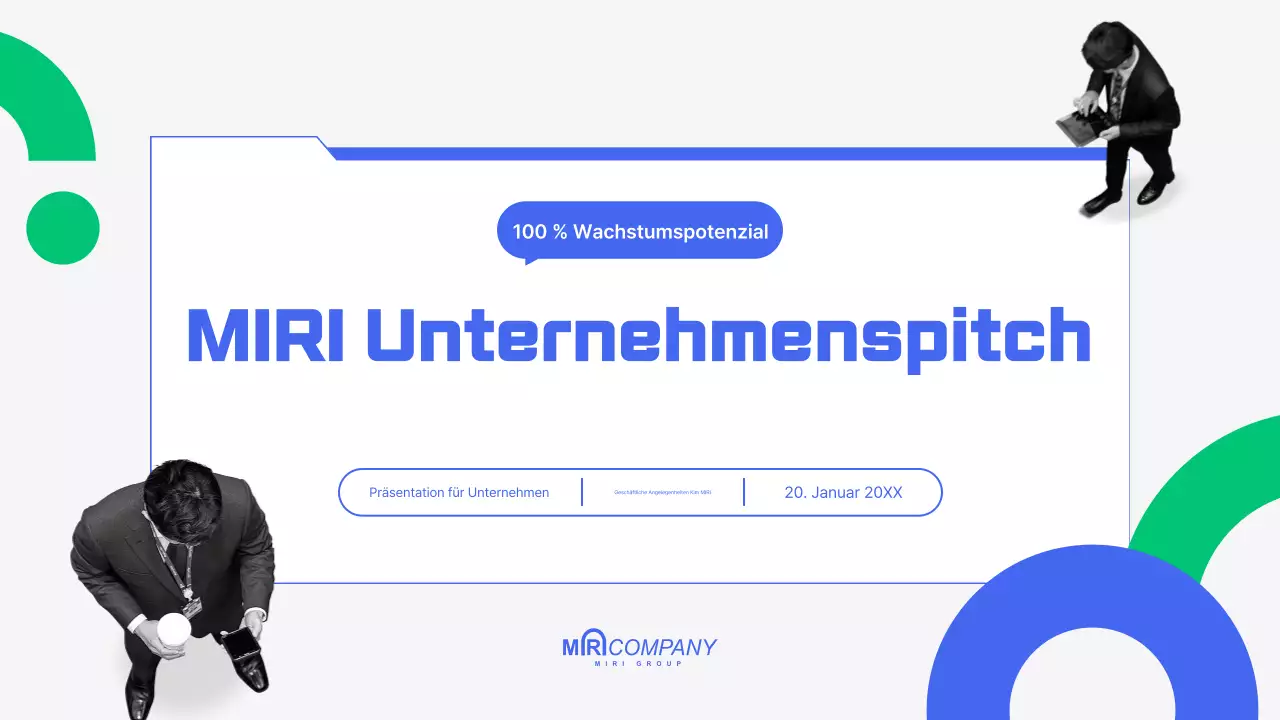 Ein modernes, blaues Pitch Deck für Ihr Startup