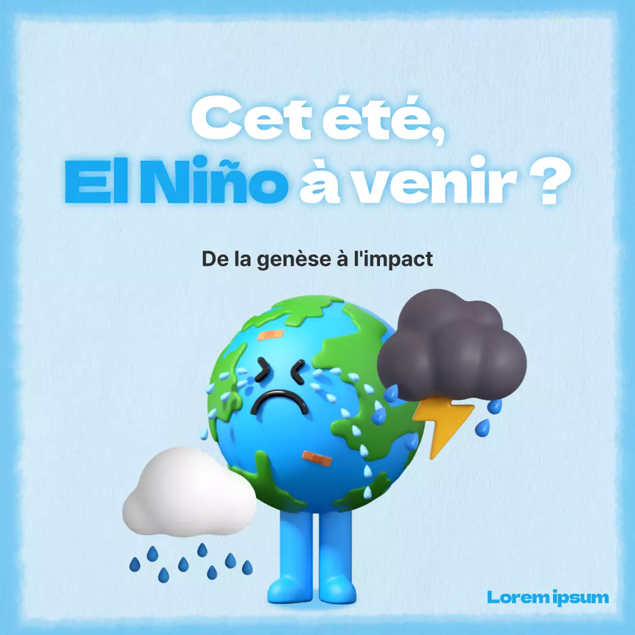 Un concept simple et mignon en bleu pour le poste d'information sur le climat