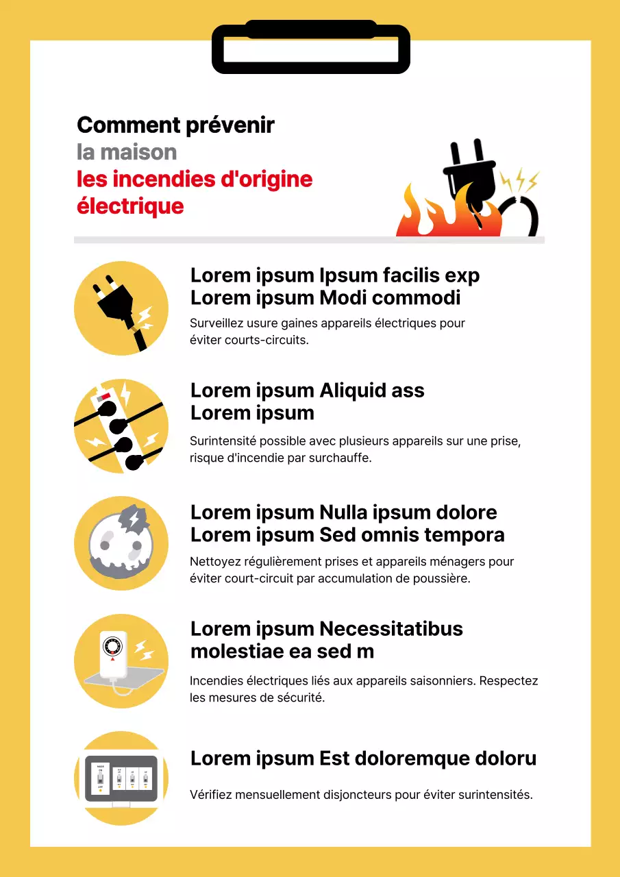 Conseils de prévention des incendies d'origine électrique de Yellow House