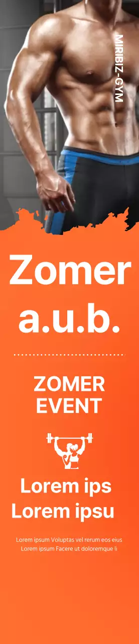 Promotionele banner voor een open evenement van een sportschool met een oranje achtergrond