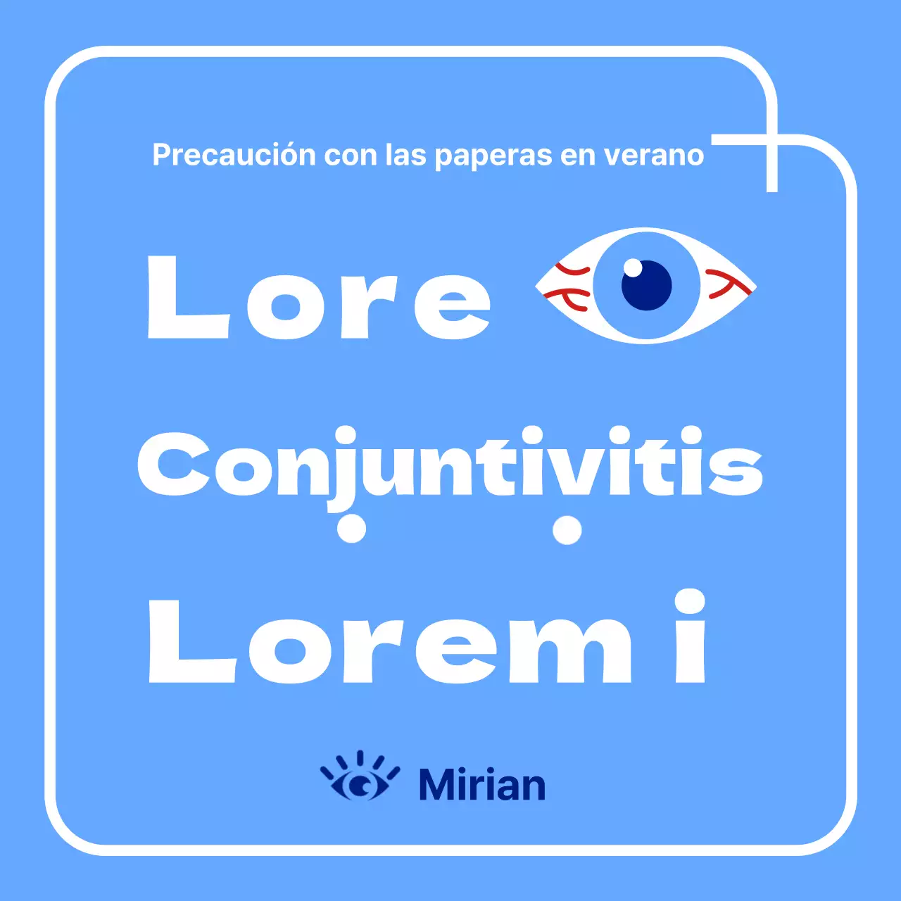 Conjuntivitis nítida en azul claro y blanco CardNews