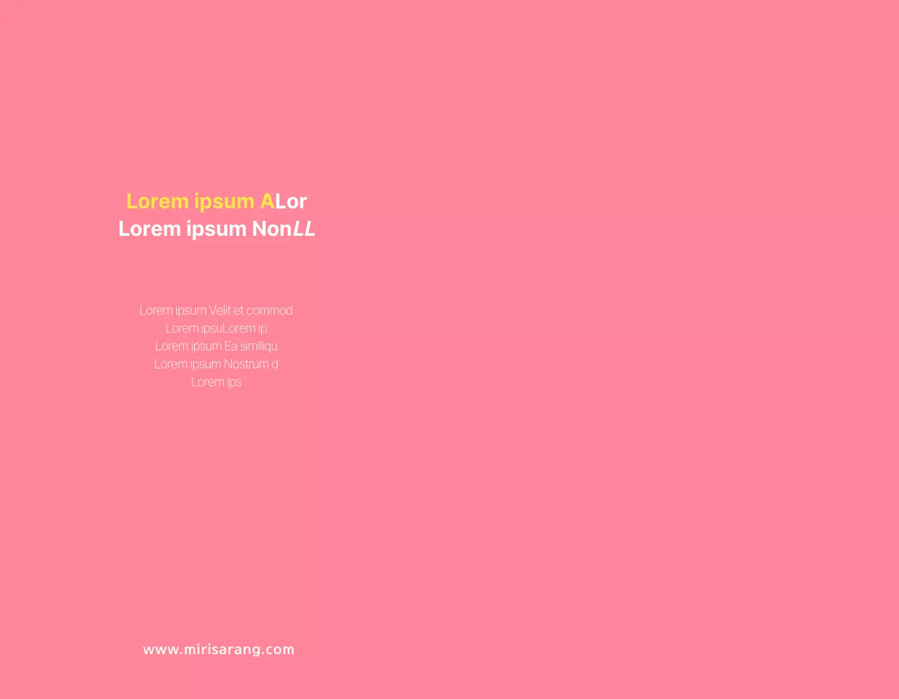 Texte et images simples en rose corail pour promouvoir l'assurance Mirisarang.