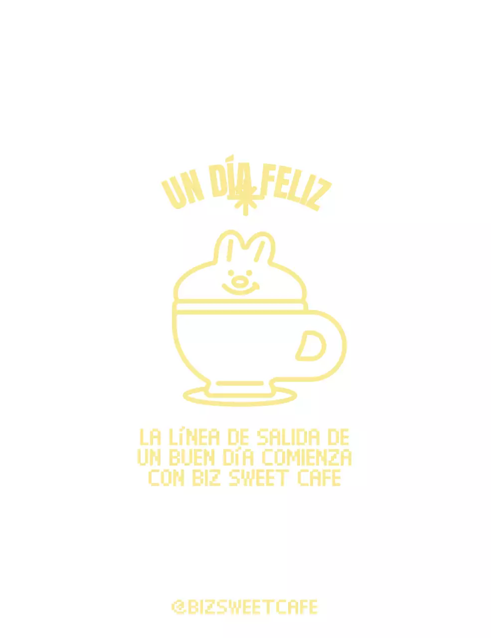 Crema batida estilo conejito en una bonita taza amarilla para Cafegoods