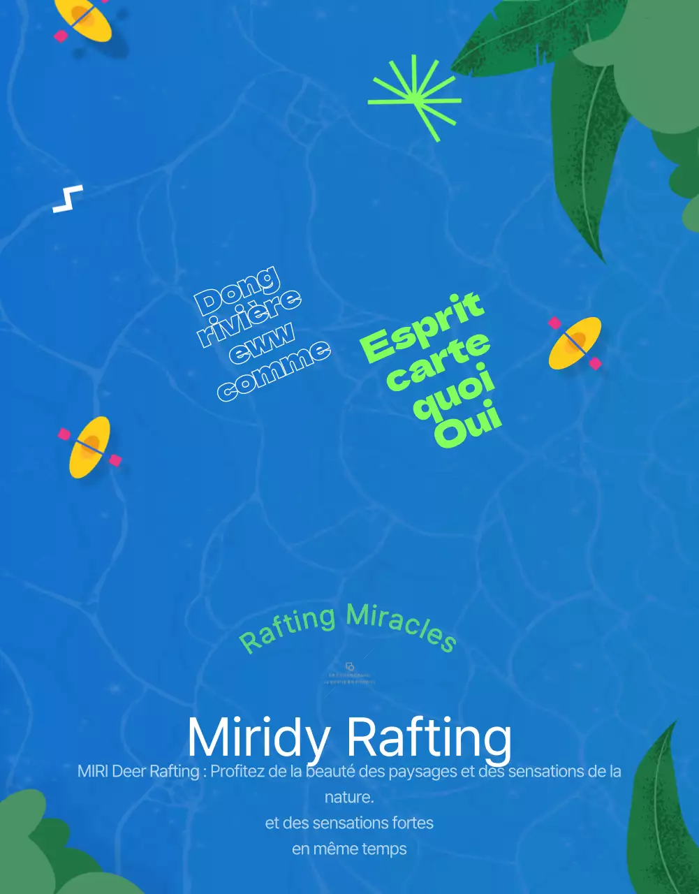 Des entreprises de rafting sympas avec des illustrations bleues et vertes de Donggang