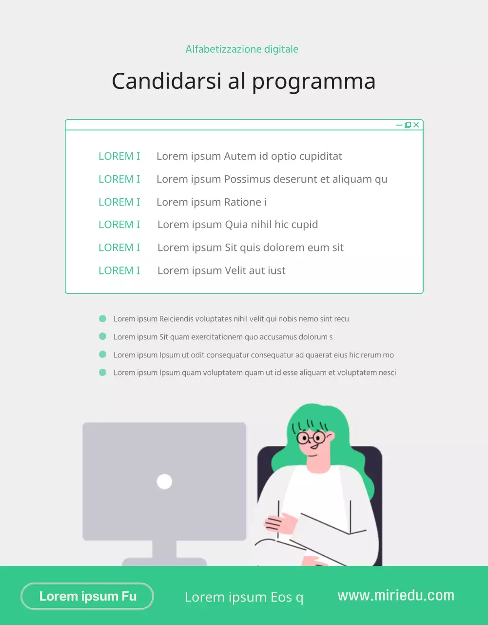 Pagina di dettaglio del programma di alfabetizzazione digitale illustrato Green clean