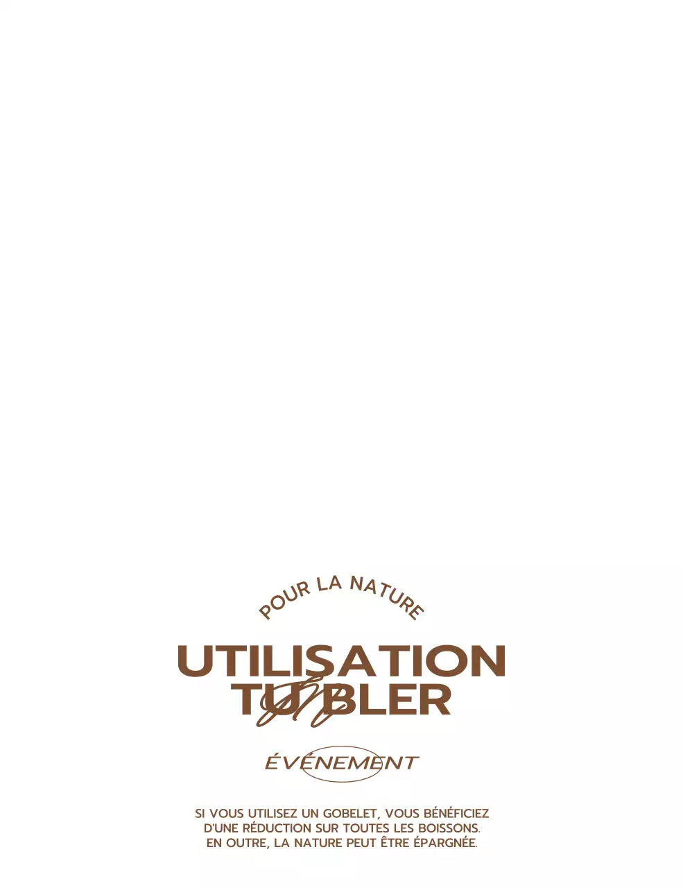 Articles de café et articles promotionnels avec le logo du café et le nom de l'entreprise en marron.