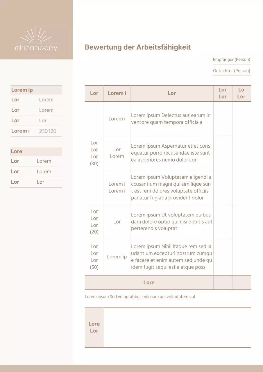 Beige und saubere Leistungsbeurteilungen