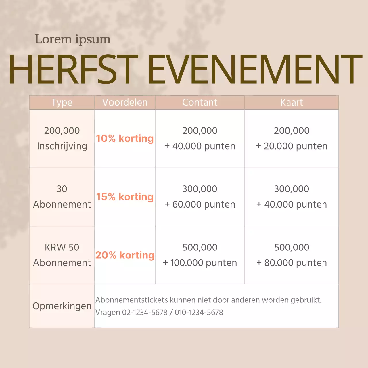 Pink Beige Calm Beauty Shop Herfst Lidmaatschap Evenement