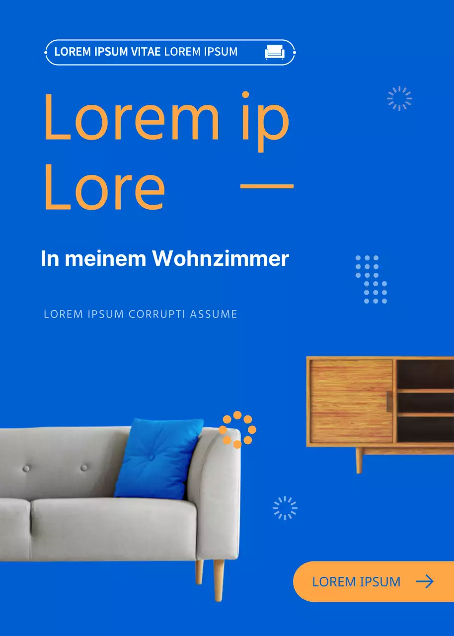 Pop-up-Event in Blautönen in einem Möbelhaus