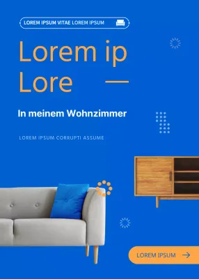 Pop-up-Event in Blautönen in einem Möbelhaus