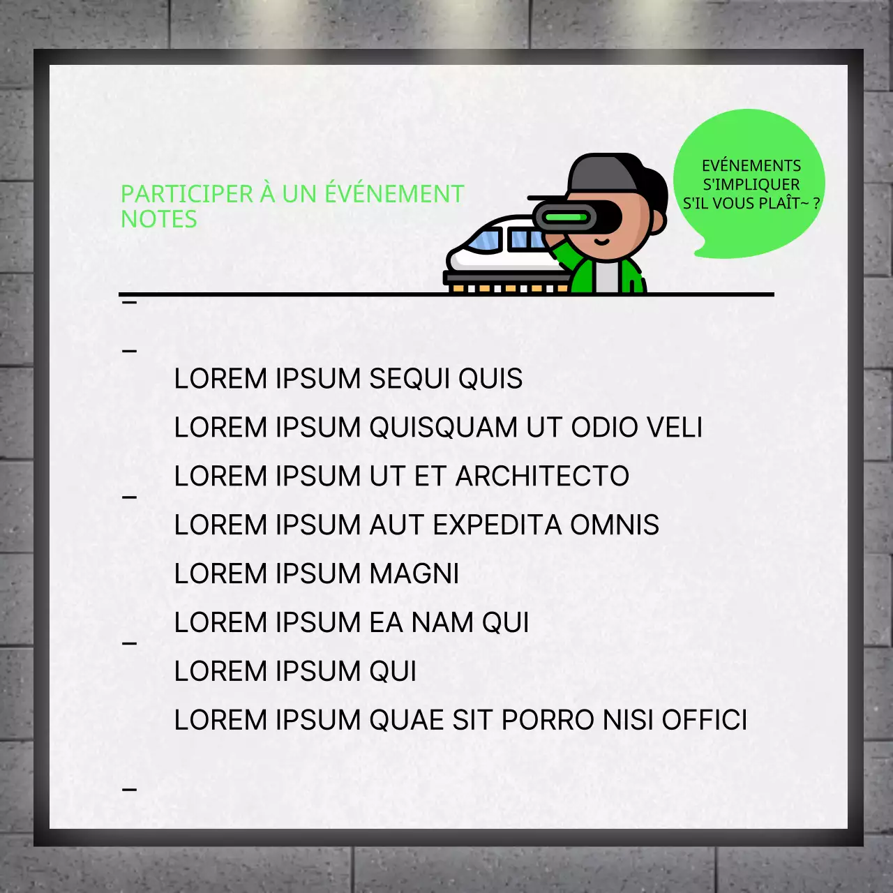 Publicité pour le métro, événement photo avec concept de panneau d'affichage vert