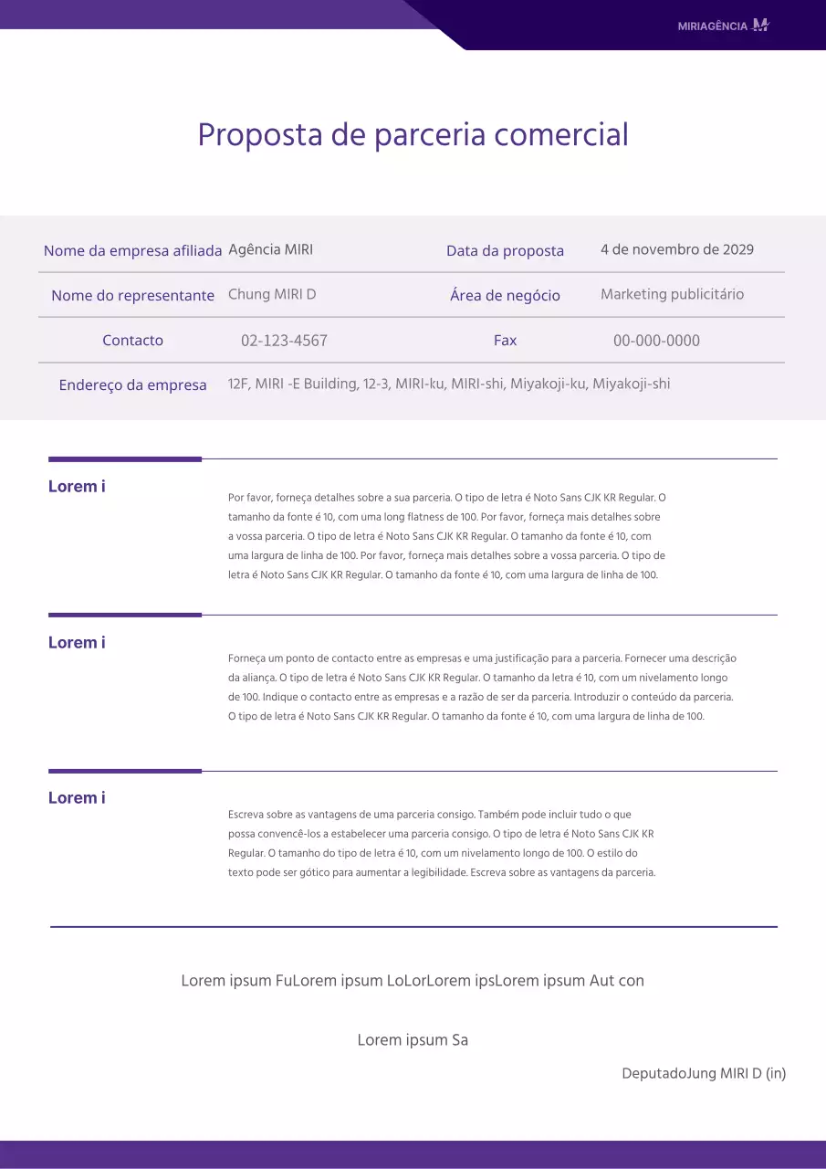 Proposta de afiliação com um conceito de ficheiro simples em roxo