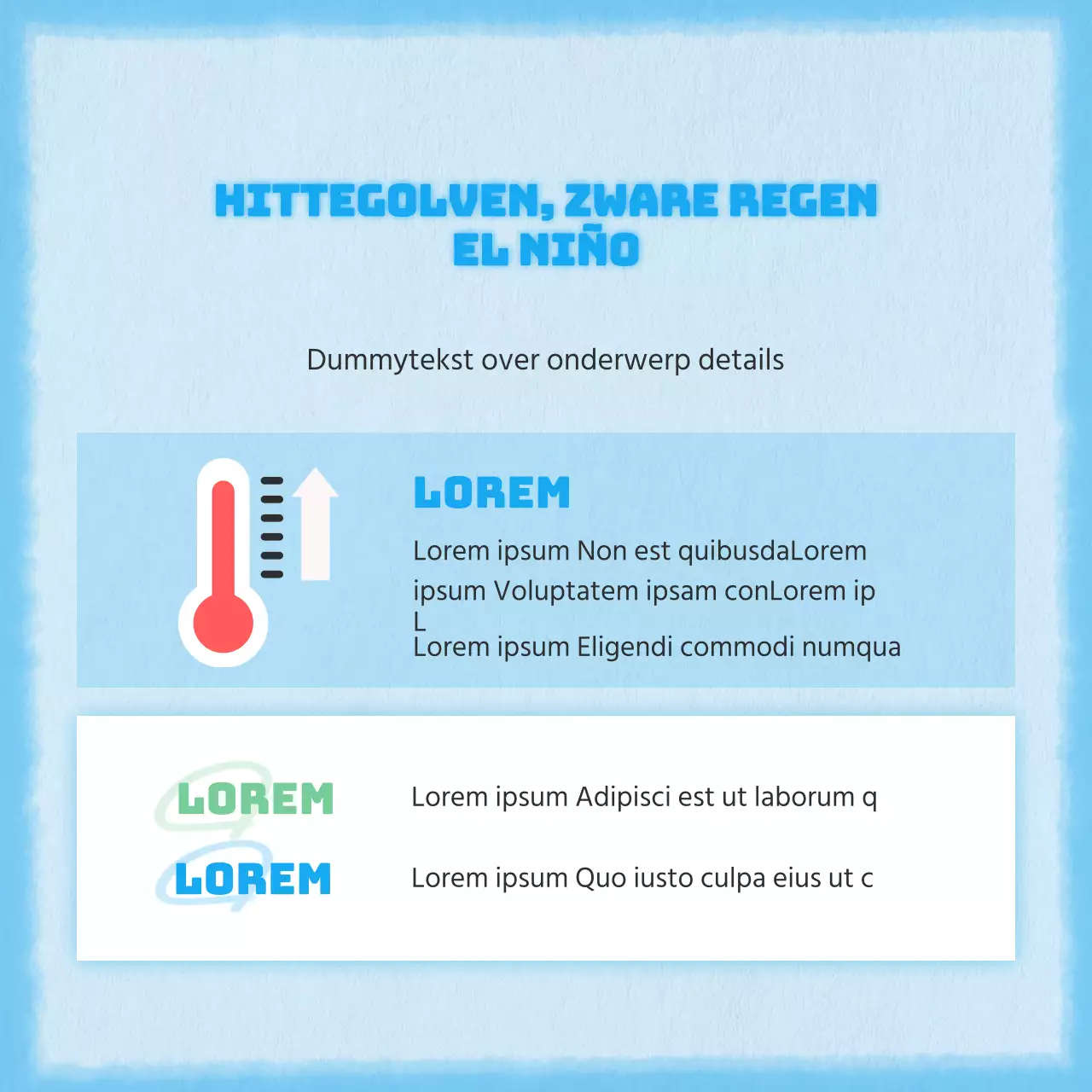 Een eenvoudig en schattig concept in blauw voor de klimaatinformatiepost