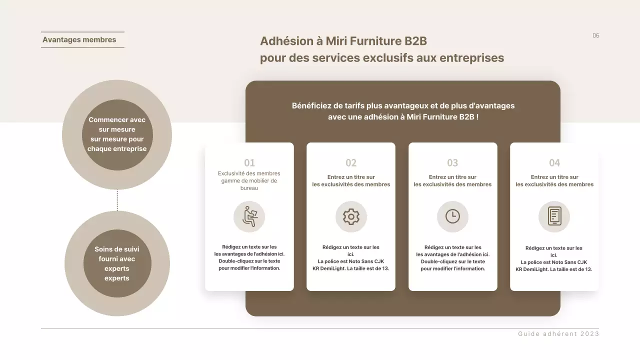 Présentation de la proposition de service d'affiliation du mobilier d'entreprise de Braunton