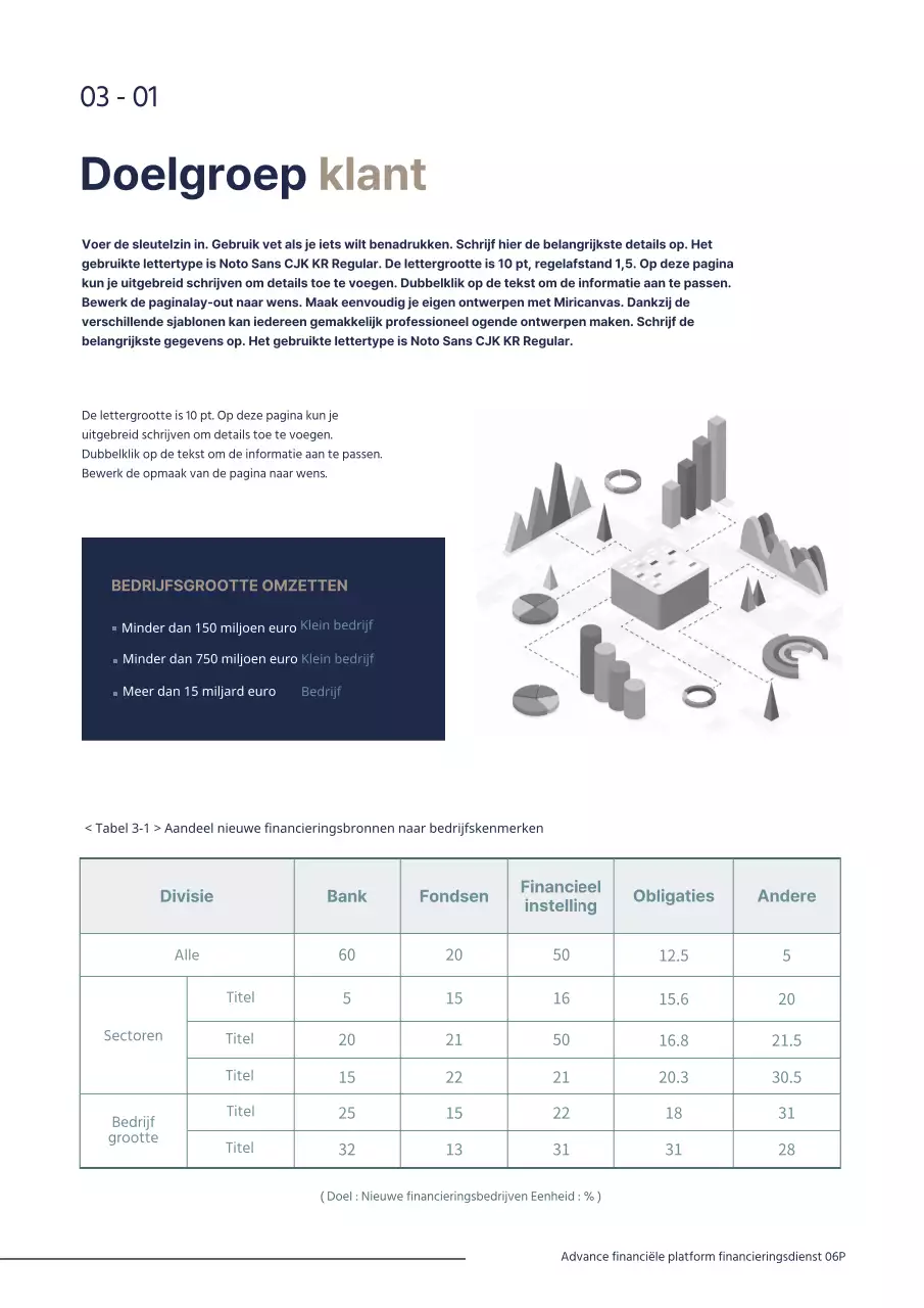 Marineblauw eenvoudig bedrijfsfinanciering P2P bedrijfsplan