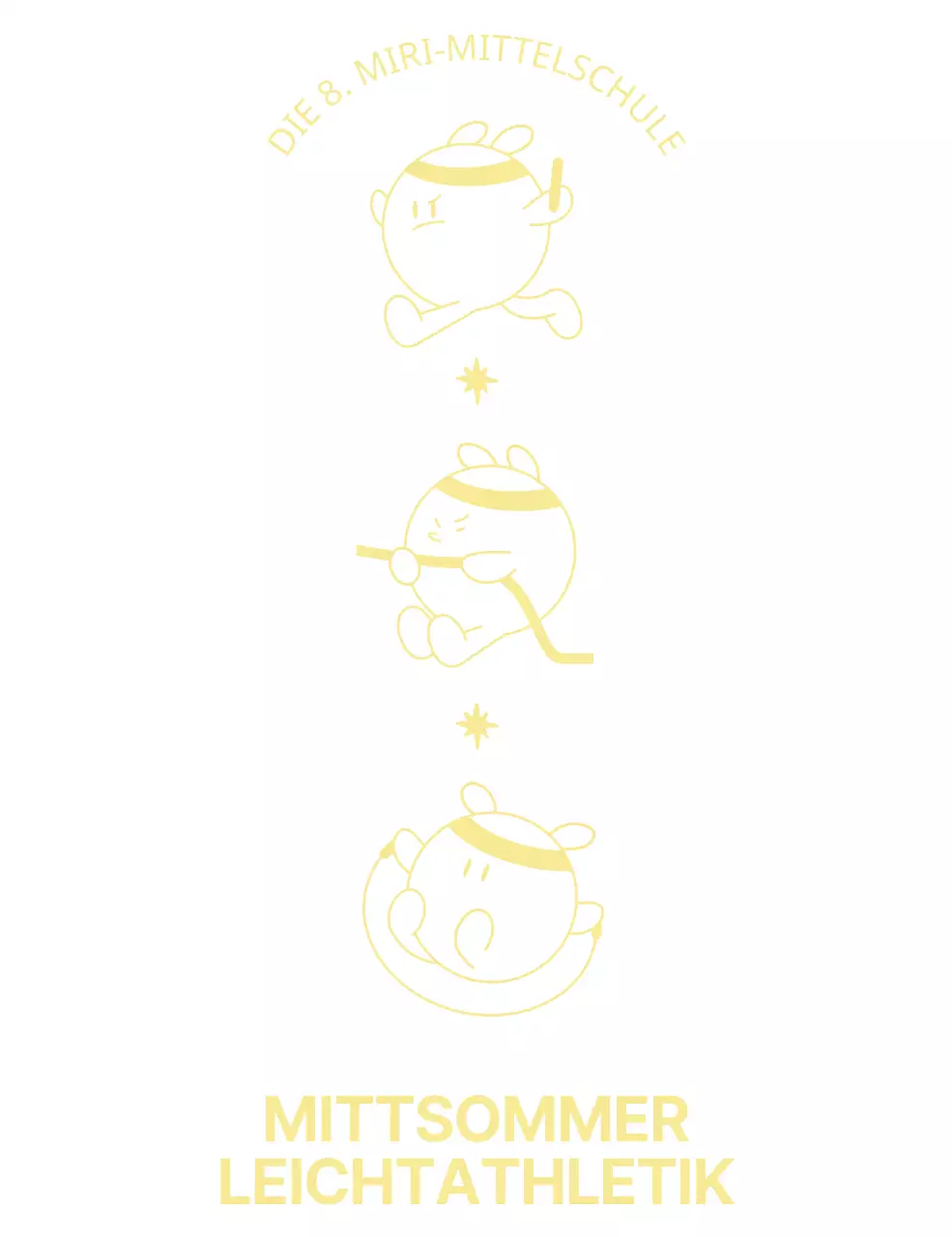 Mittelschule Sport Tag Souvenir mit einem niedlichen gelben Bewegung Charakter