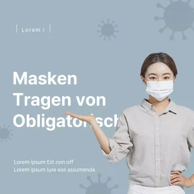 Hellblaue Korona-Maske mit Trageanweisungen zum Thema Design