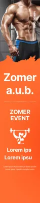 Promotionele banner voor een open evenement van een sportschool met een oranje achtergrond