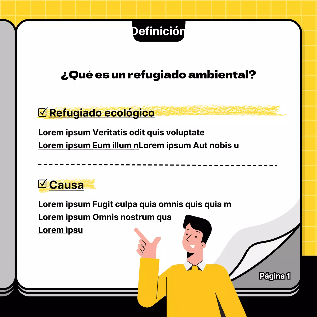 Una sencilla guía de donaciones en amarillo y negro