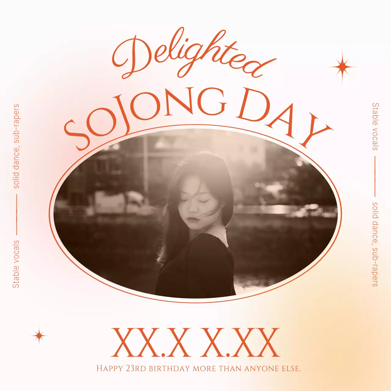 オレンジ オシャレ 誕生日 ポスター SNS投稿 正方形