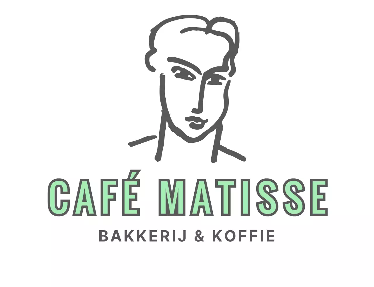 Een mintgrijs, sentimenteel getekend café