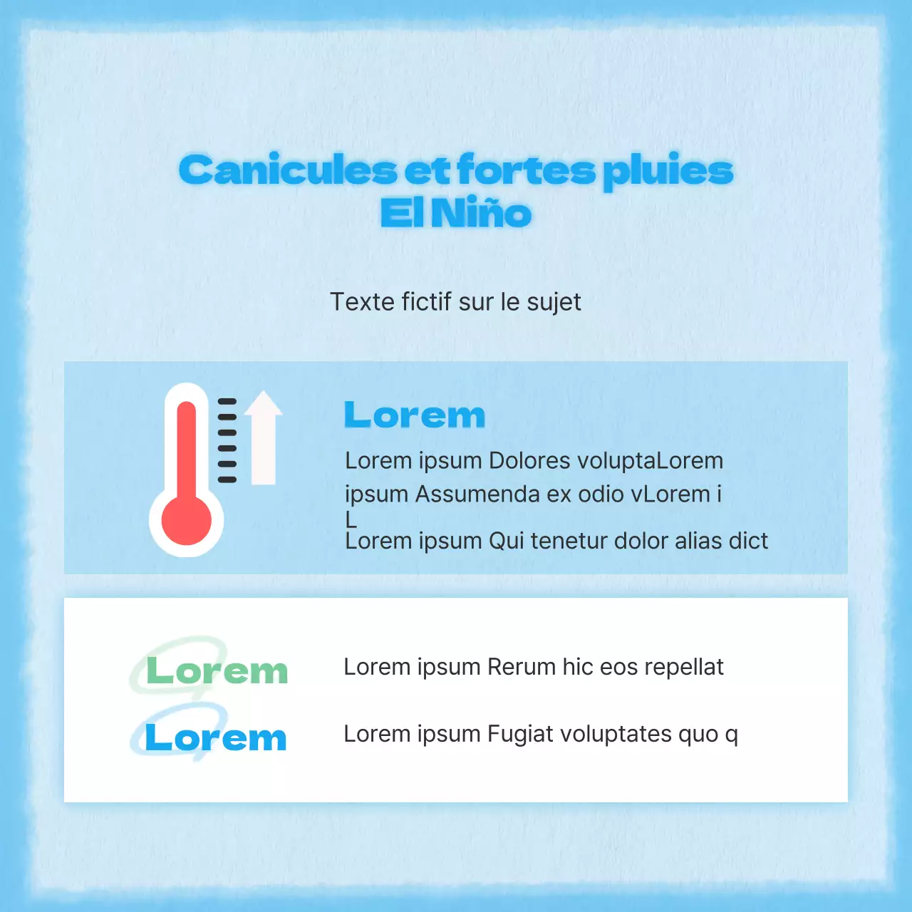 Un concept simple et mignon en bleu pour le poste d'information sur le climat