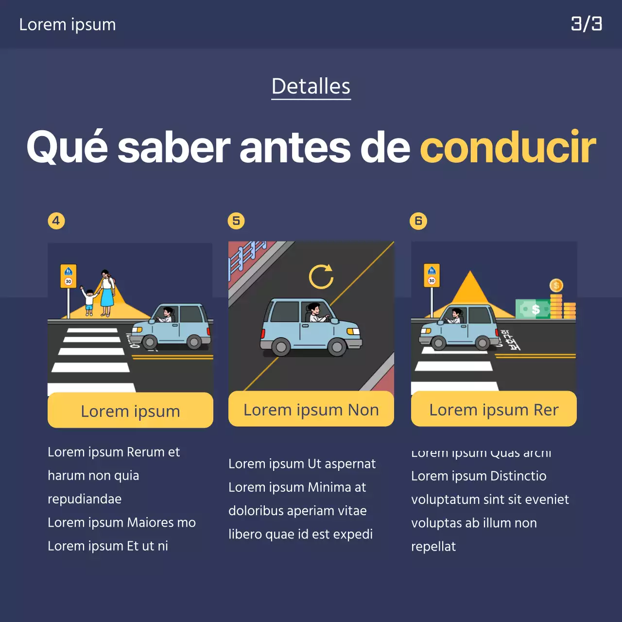 Promociona tu autoescuela con esta bonita pancarta azul marino y amarilla de la Ley de Tráfico.