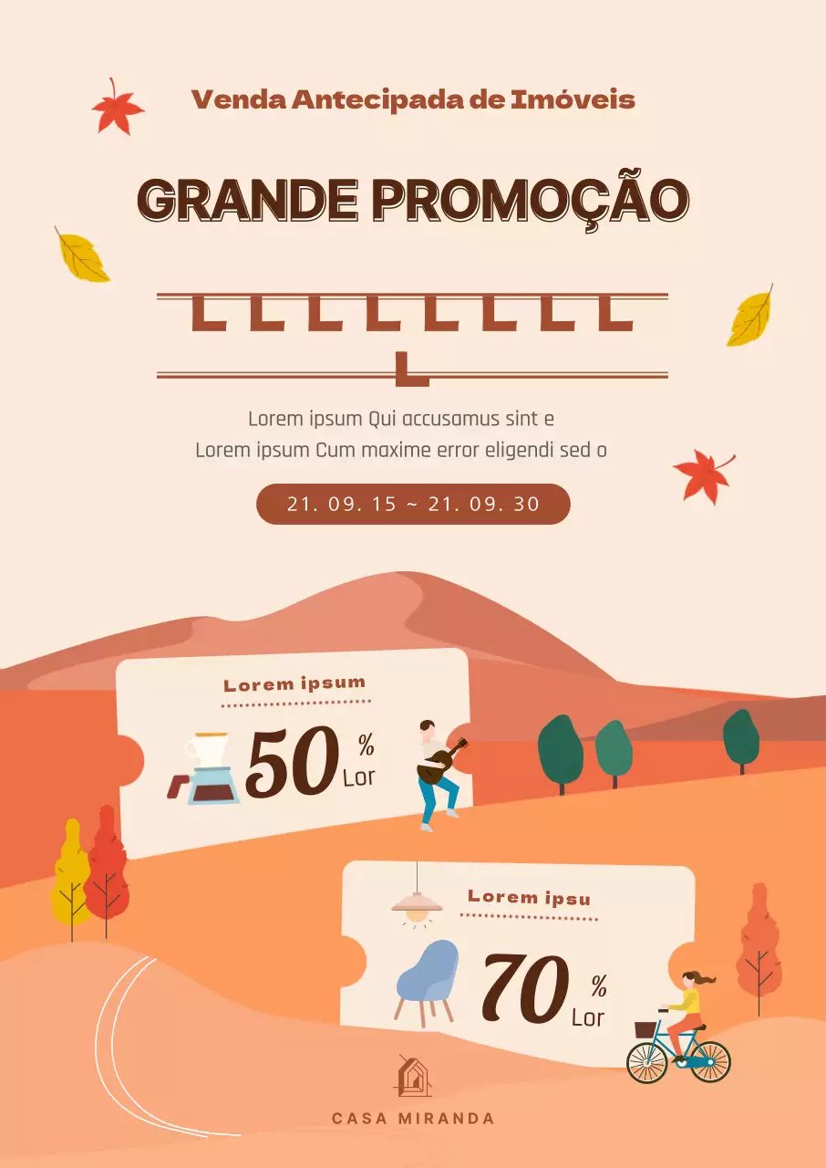 Ilustração de outono em bege e castanho Evento de entrega de armazém