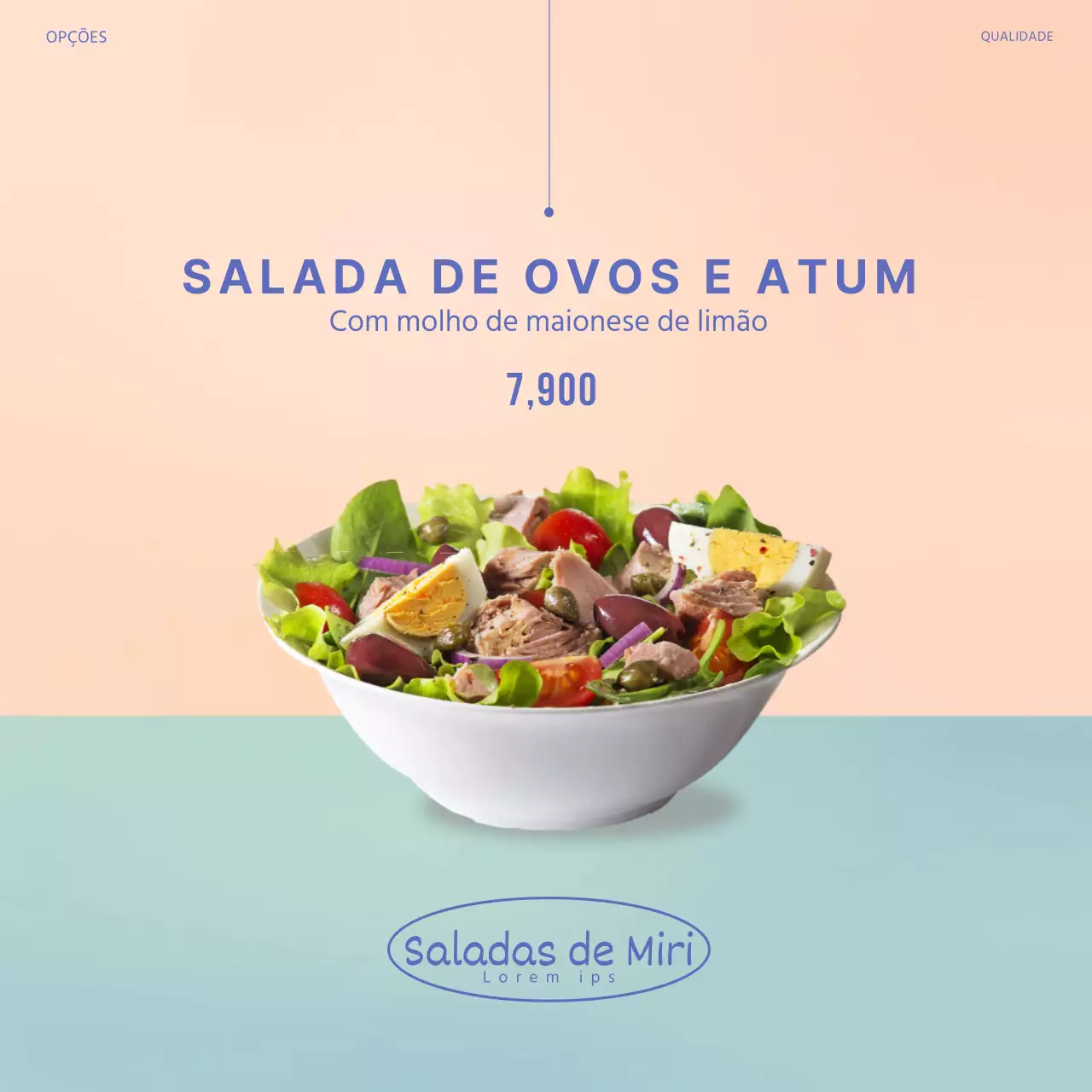Quadrado de salada simples de hortelã
