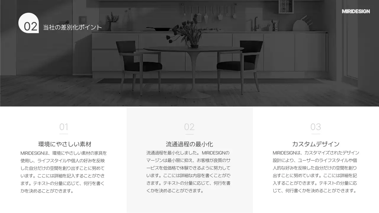 グレー モダン インテリア 計画書 プレゼンテーション