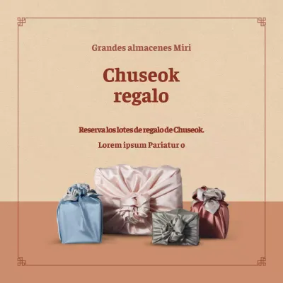 Banderola cuadrada de recuerdo de Chuseok en tonos apagados