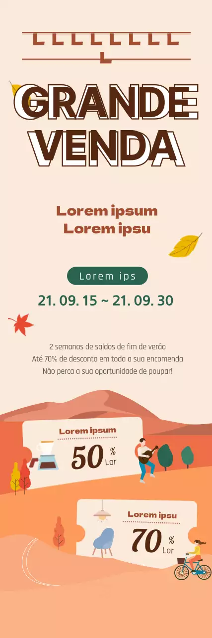 Ilustração de outono em bege e castanho Evento de entrega de armazém