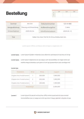 Eine orange-beige Absichtserklärung mit einem normalen Konzept