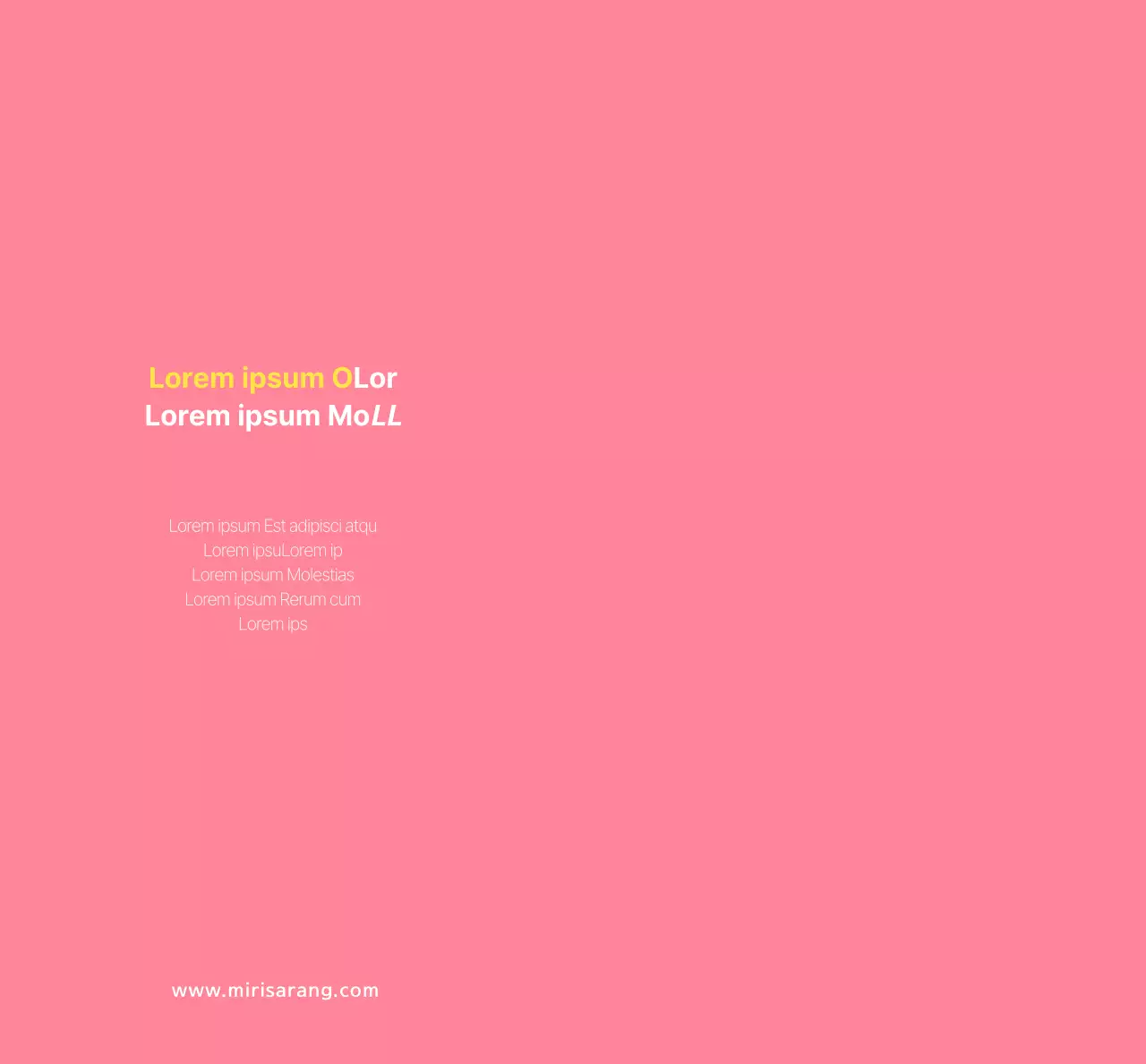 Testo e immagini semplici in rosa corallo per promuovere l'assicurazione Mirisarang.