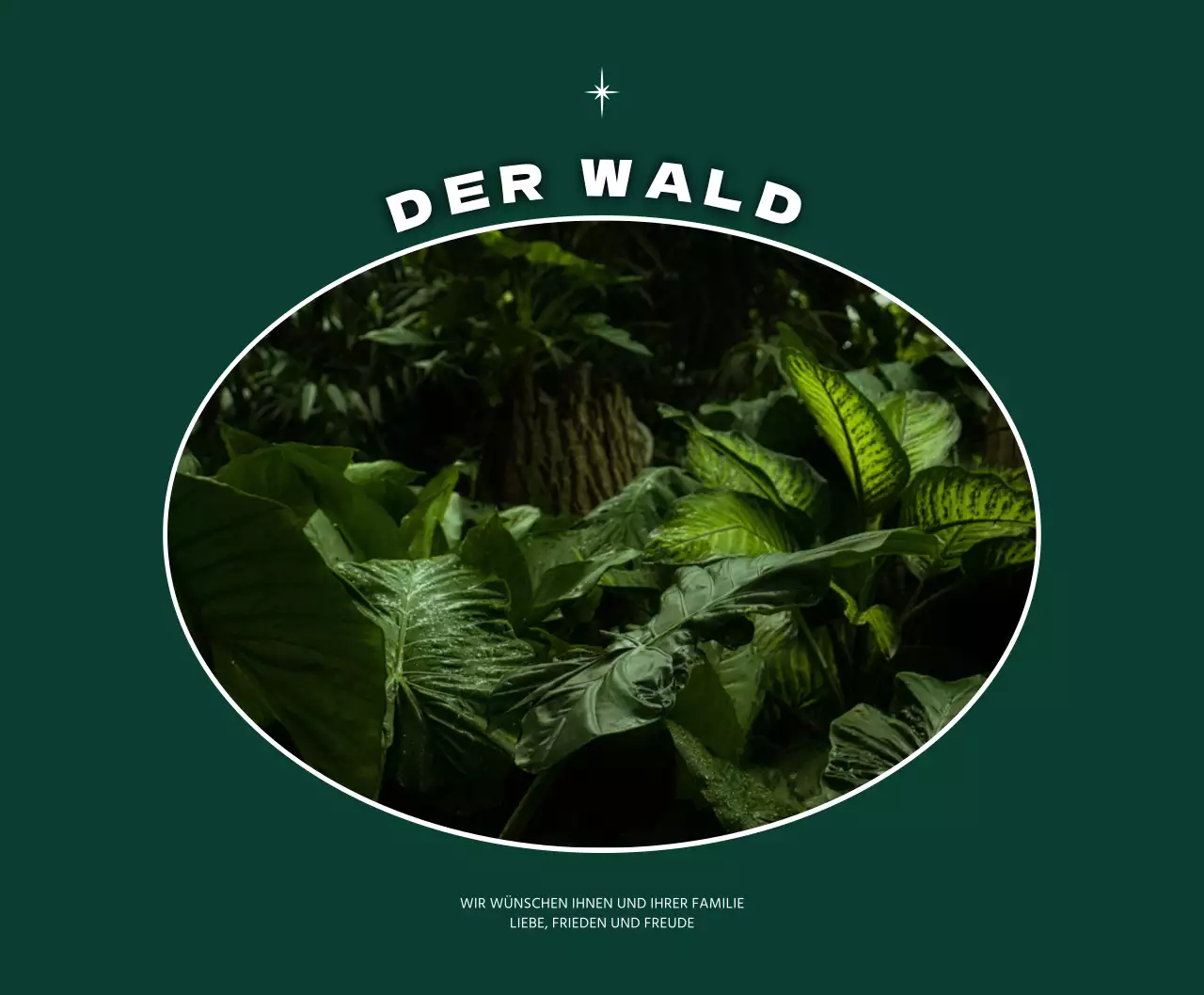 Emotionales Rahmenkonzept in Dunkelgrün und Weiß für personalisierte Waren