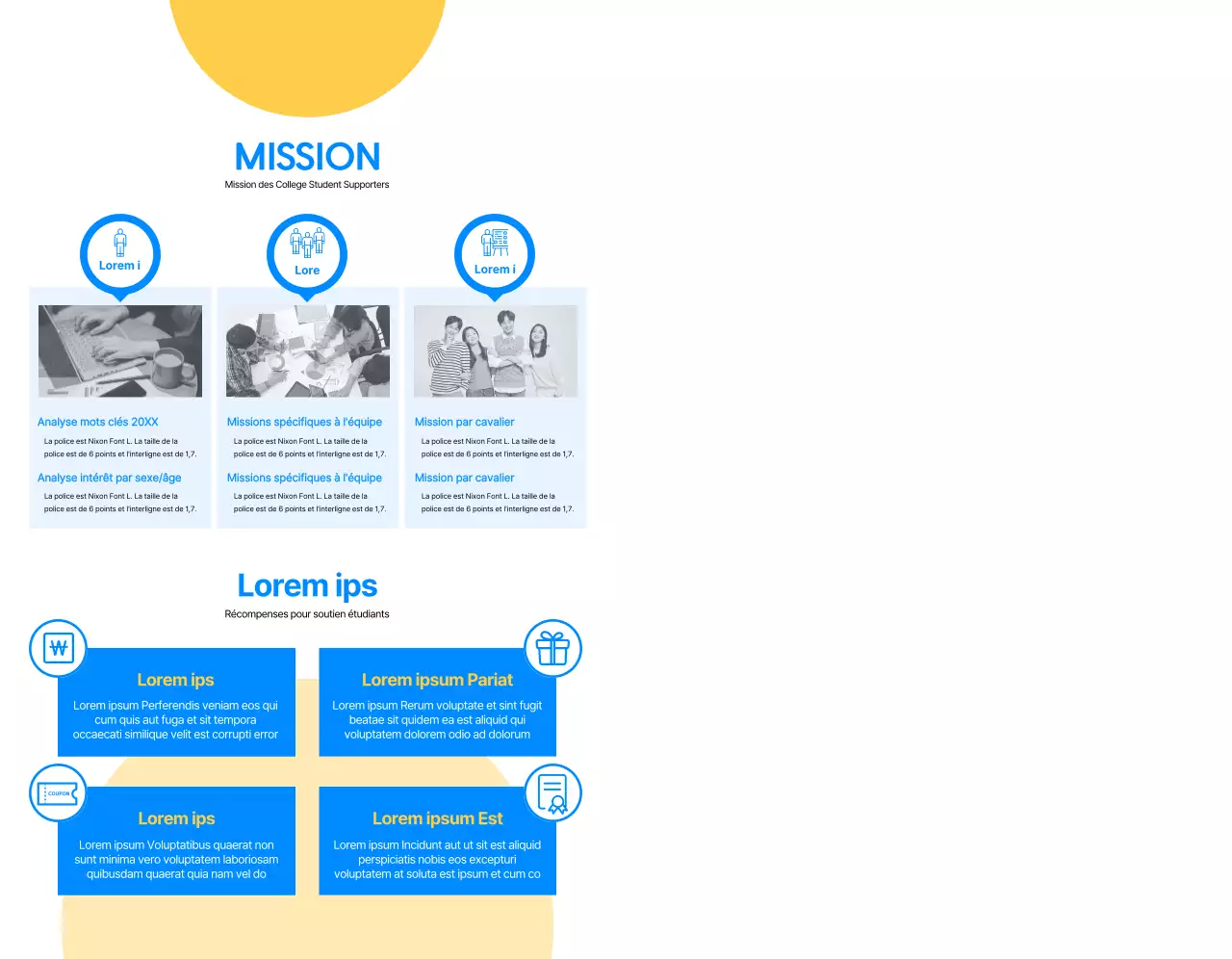 Un concept simple pour le souvenir d'un supporter d'entreprise, avec des cercles bleus et jaunes.