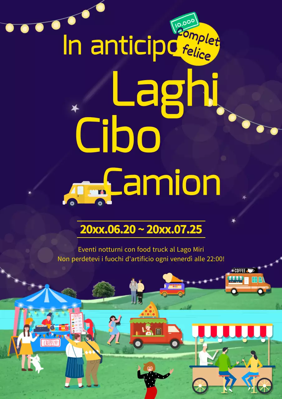 Promuovete il vostro evento del mercato notturno estivo indigo night sky