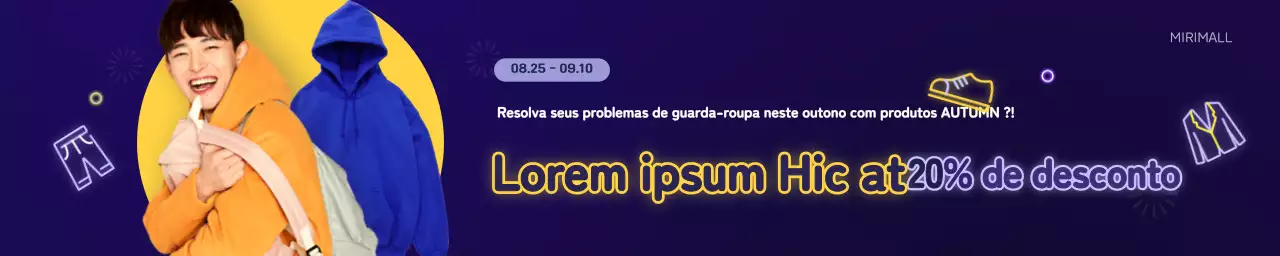 Promoção de vestuário de conceito amarelo néon e azul