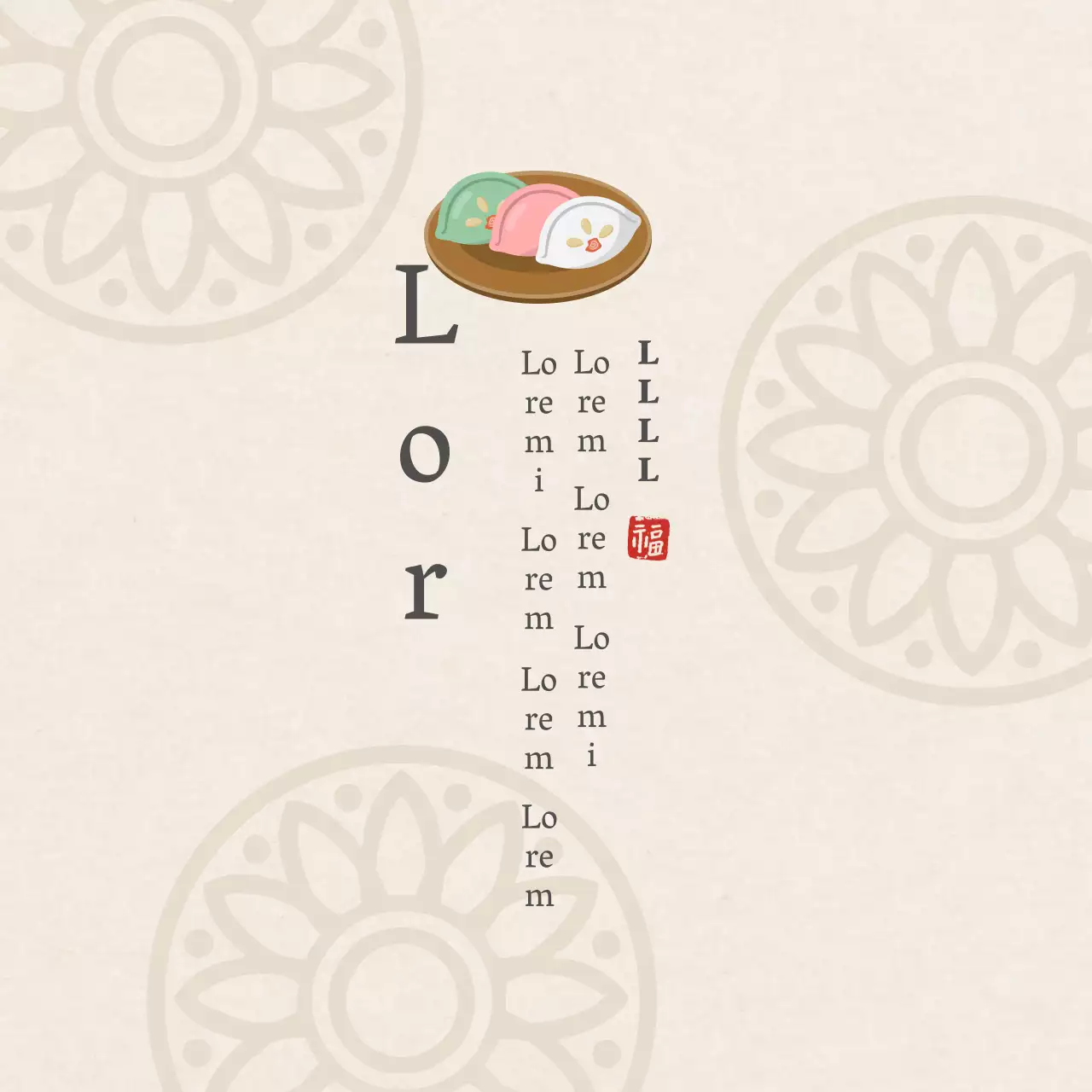 Bolo de arroz simples com padrão tradicional em marfim restaurante Chuseok ação de graças