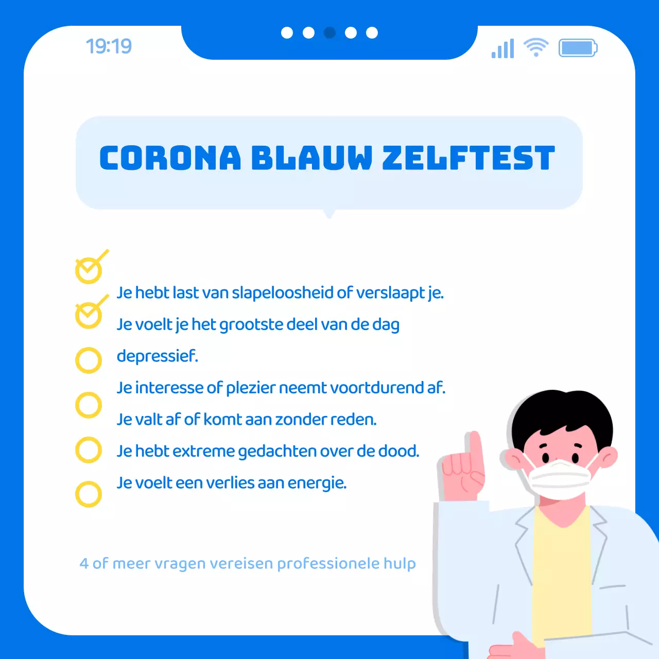 Corona Blauw met blauw chat-thema